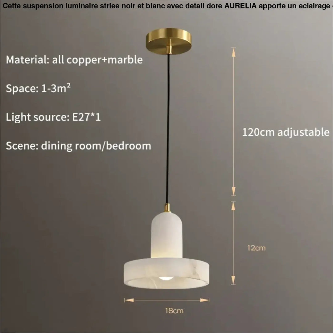 Suspension en marbre et doré design moderne blanc luxe