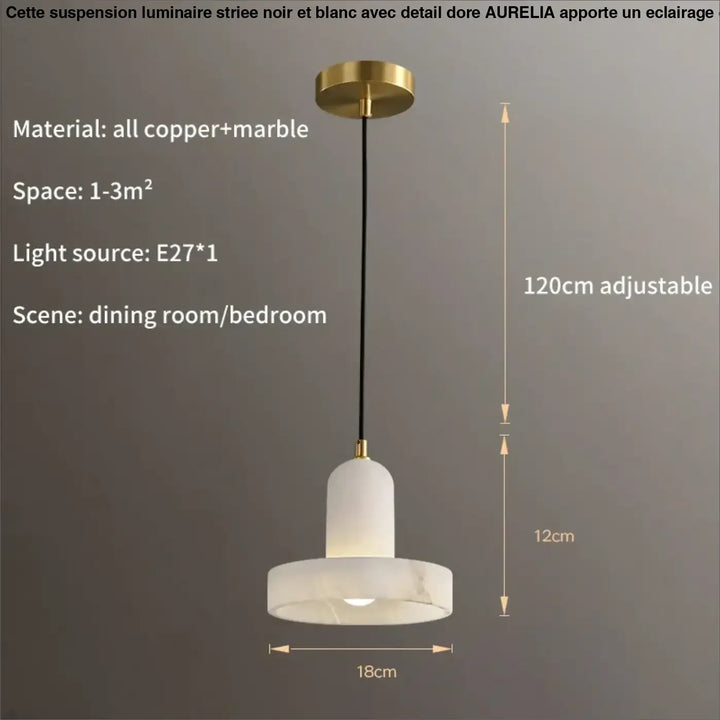 Suspension en marbre et doré design moderne blanc luxe