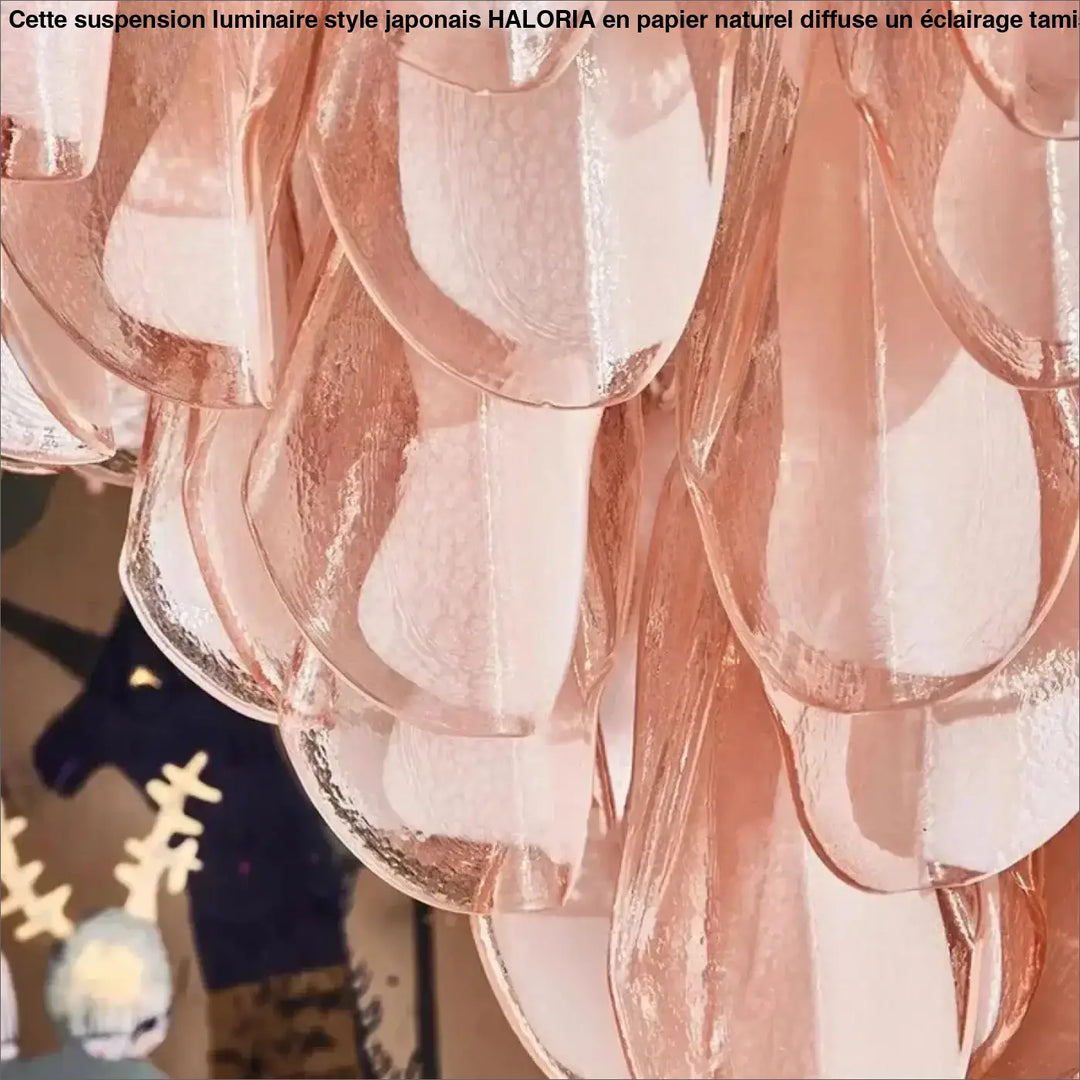 Suspension verre pétales luxe décoratif élégante rose chic