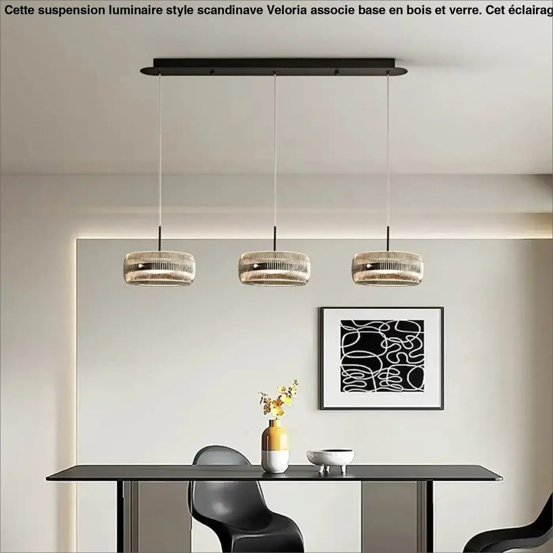 Suspension luminaire suspendue en verre avec support noir