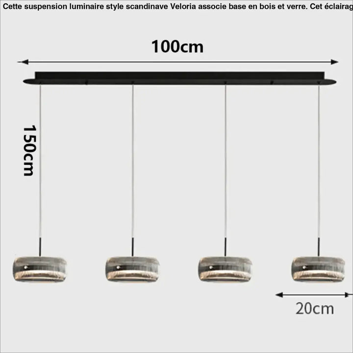 Suspension luminaire suspendue en verre avec support noir
