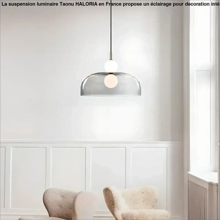 Suspension luminaire moderne en verre courbé transparent