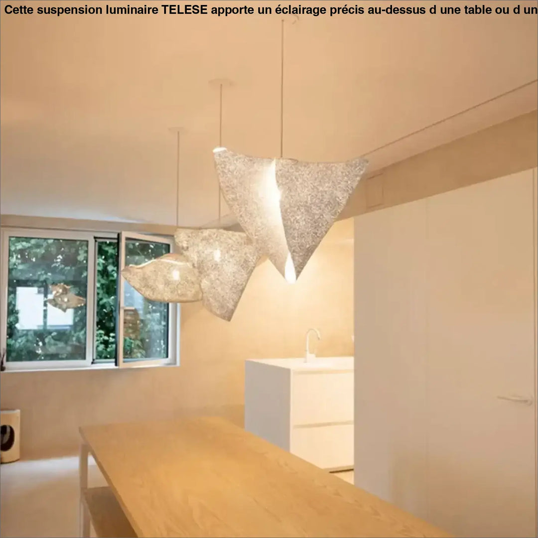 Suspension moderne blanc forme organique minimaliste