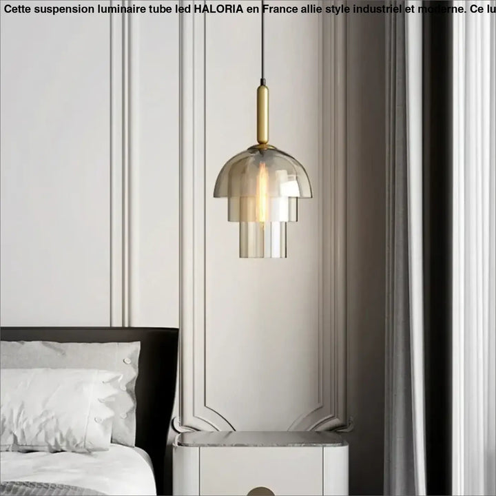 Modern Glass Pendant Lamp for Living Room Restaurant Bedroom Bedside Minimalist Amber Hanging Light E27 LED Home