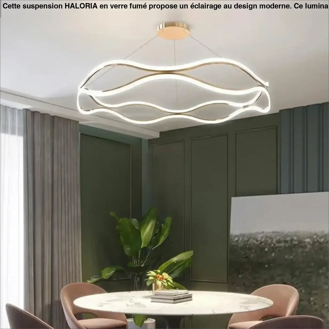 Suspension Luminaire LED Moderne Design Ondulé Blanc Élégant

