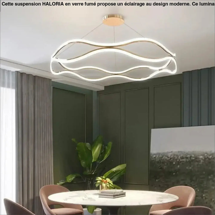 Suspension Luminaire LED Moderne Design Ondulé Blanc Élégant

