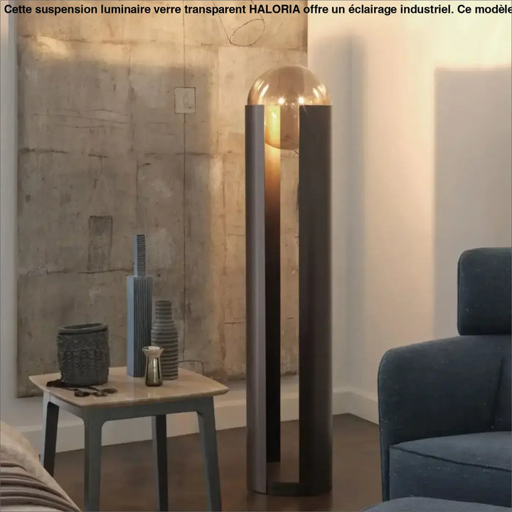 Lampadaire moderne en noir avec boule en verre design élégant