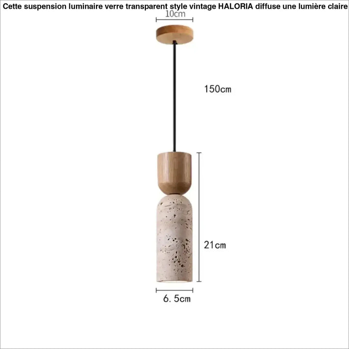 Suspension luminaire design en pierre naturelle et bois