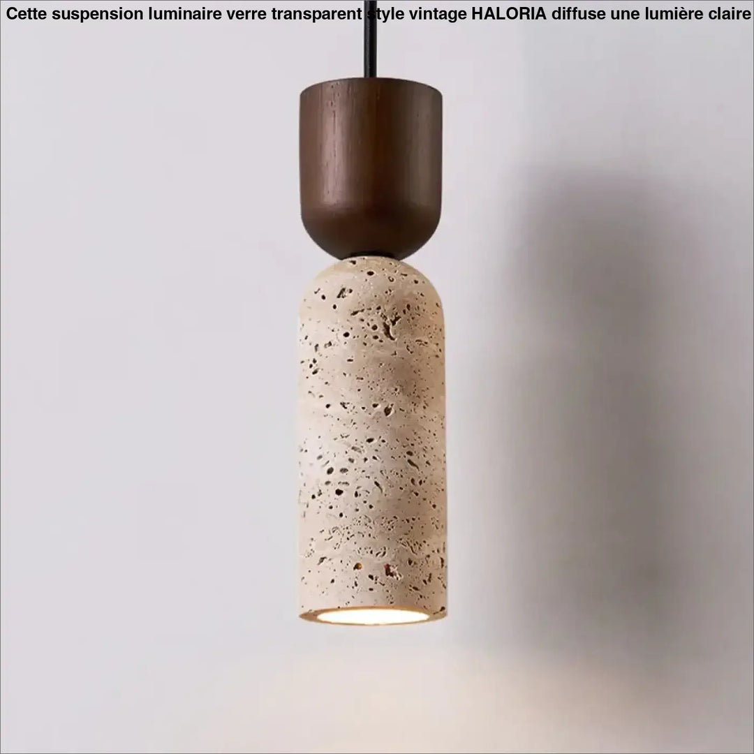 Suspension luminaire design en pierre naturelle et bois