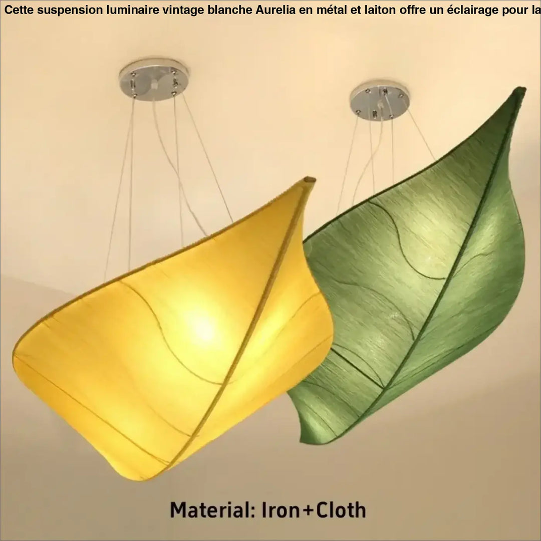 Suspension feuille écologique en tissu et métal chic