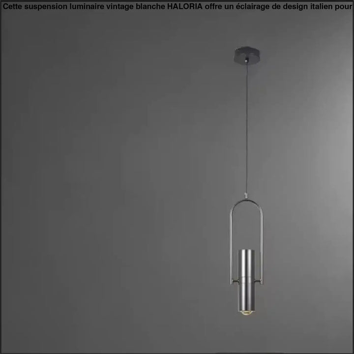 Suspension luminaire sigo en laiton brossé avec design cylindrique chromé et spot orientable moderne et minimaliste