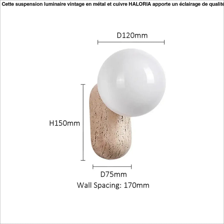 Applique moderne en pierre naturelle avec globe chic