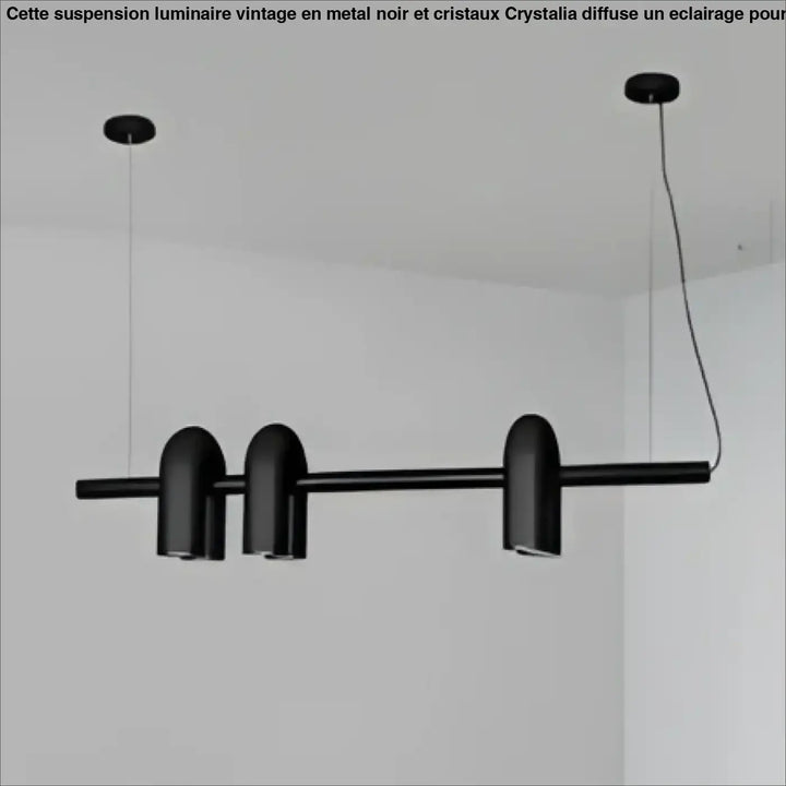 Suspension luminaire onda noir mat en métal de style industriel avec trois têtes cylindriques pour un luminaire design moderne