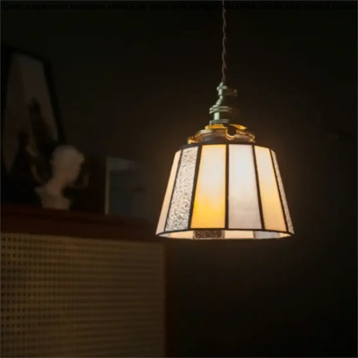 Suspension vintage en verre et cuivre design éclatant chic