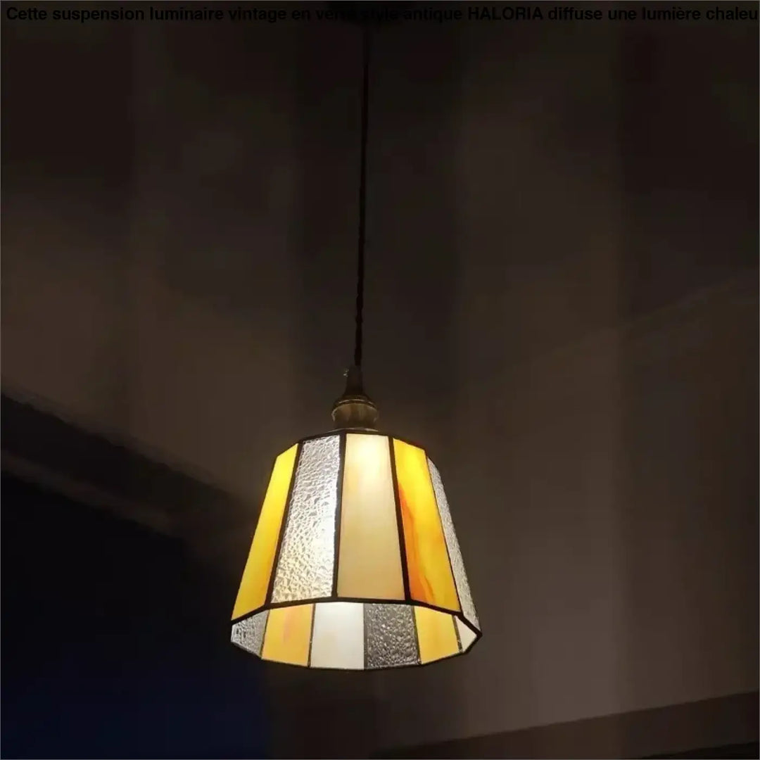 Suspension vintage en verre et cuivre design éclatant chic