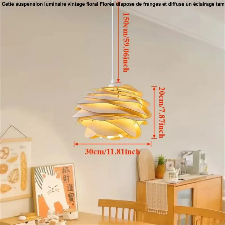 Suspension design ondulée blanche effet pétales lumineux