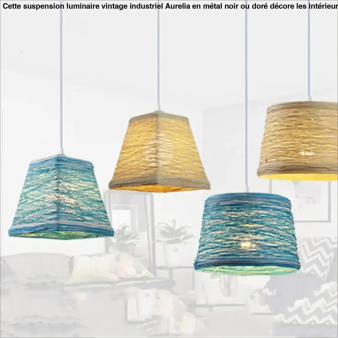 Suspension décorative bohème en fibres colorées stylé