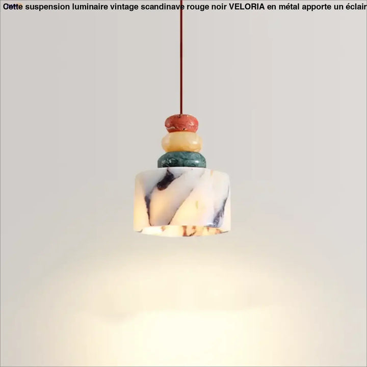 Suspension luminaire noir et blanc avec 3 boules colorées