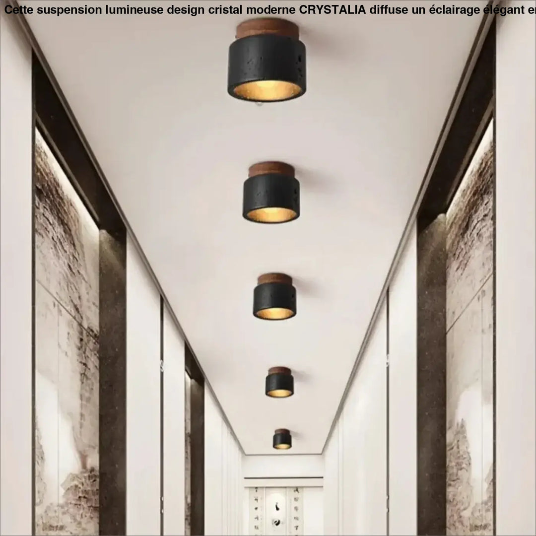 Plafonnier cylindrique et marbre design moderne style noir