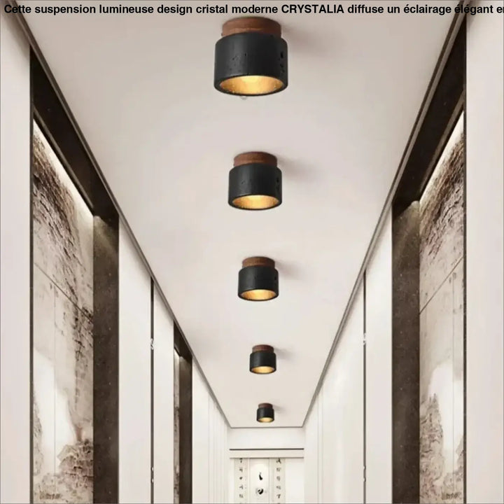 Plafonnier cylindrique et marbre design moderne style noir