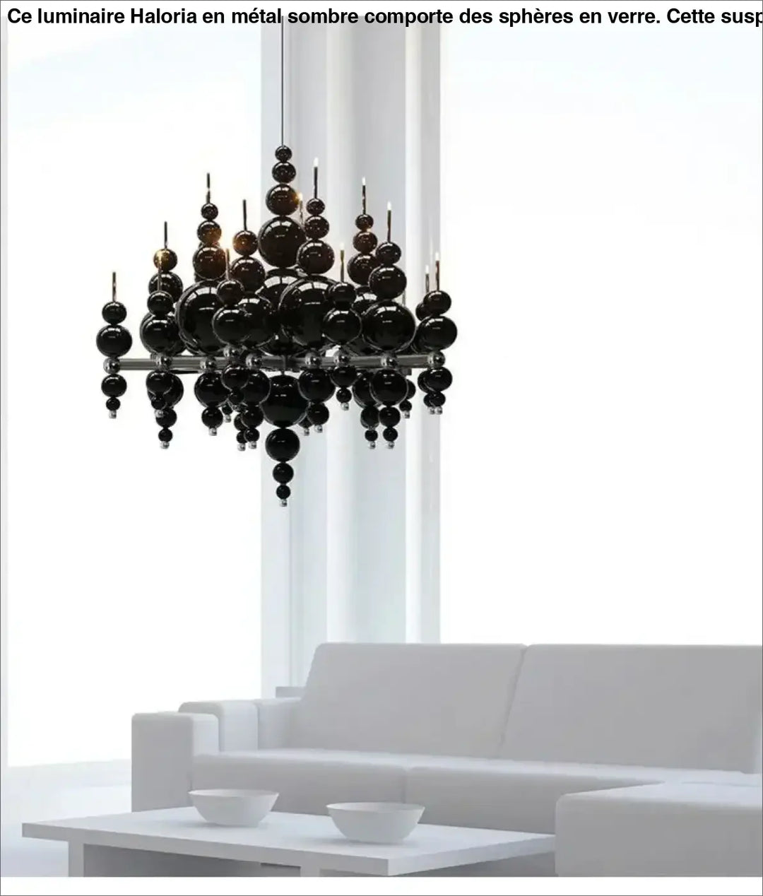 Suspension Lustre Noir Boules Design Moderne Luxueux