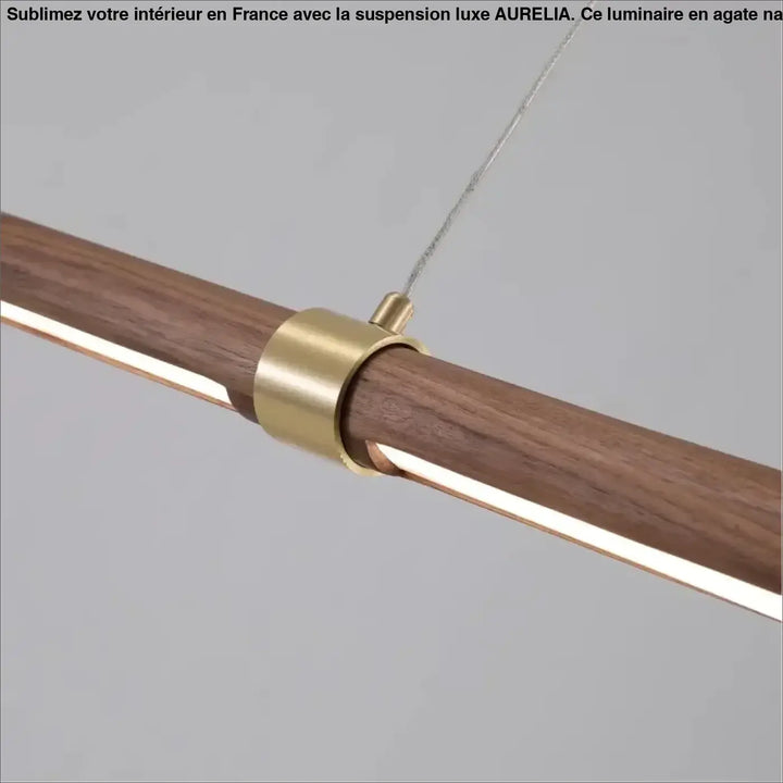 Suspension luminaire led linéaire en bois naturel scandinave