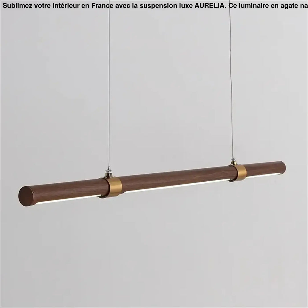 Suspension luminaire led linéaire en bois naturel scandinave