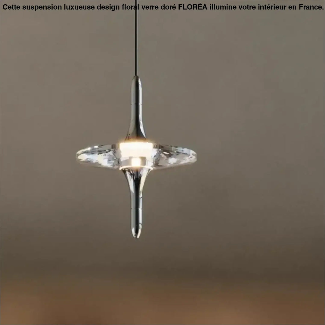 Suspension lumineuse design cristal moderne argent