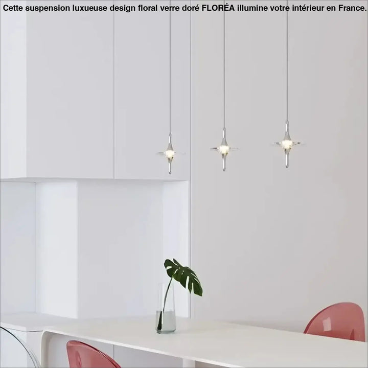 Suspension lumineuse design cristal moderne argent