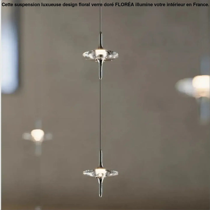 Suspension lumineuse design cristal moderne argent