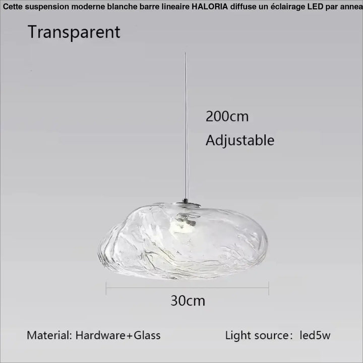 Suspension luminaire moderne en verre texturé forme galet