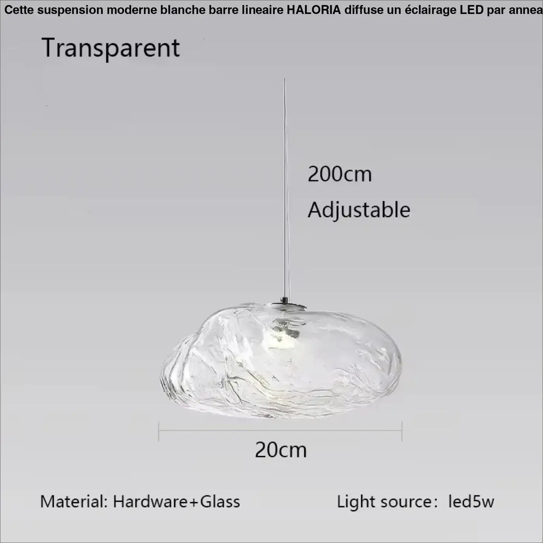 Suspension luminaire moderne en verre texturé forme galet