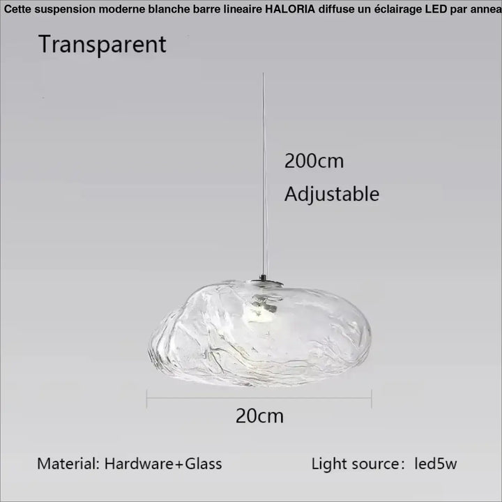 Suspension luminaire moderne en verre texturé forme galet