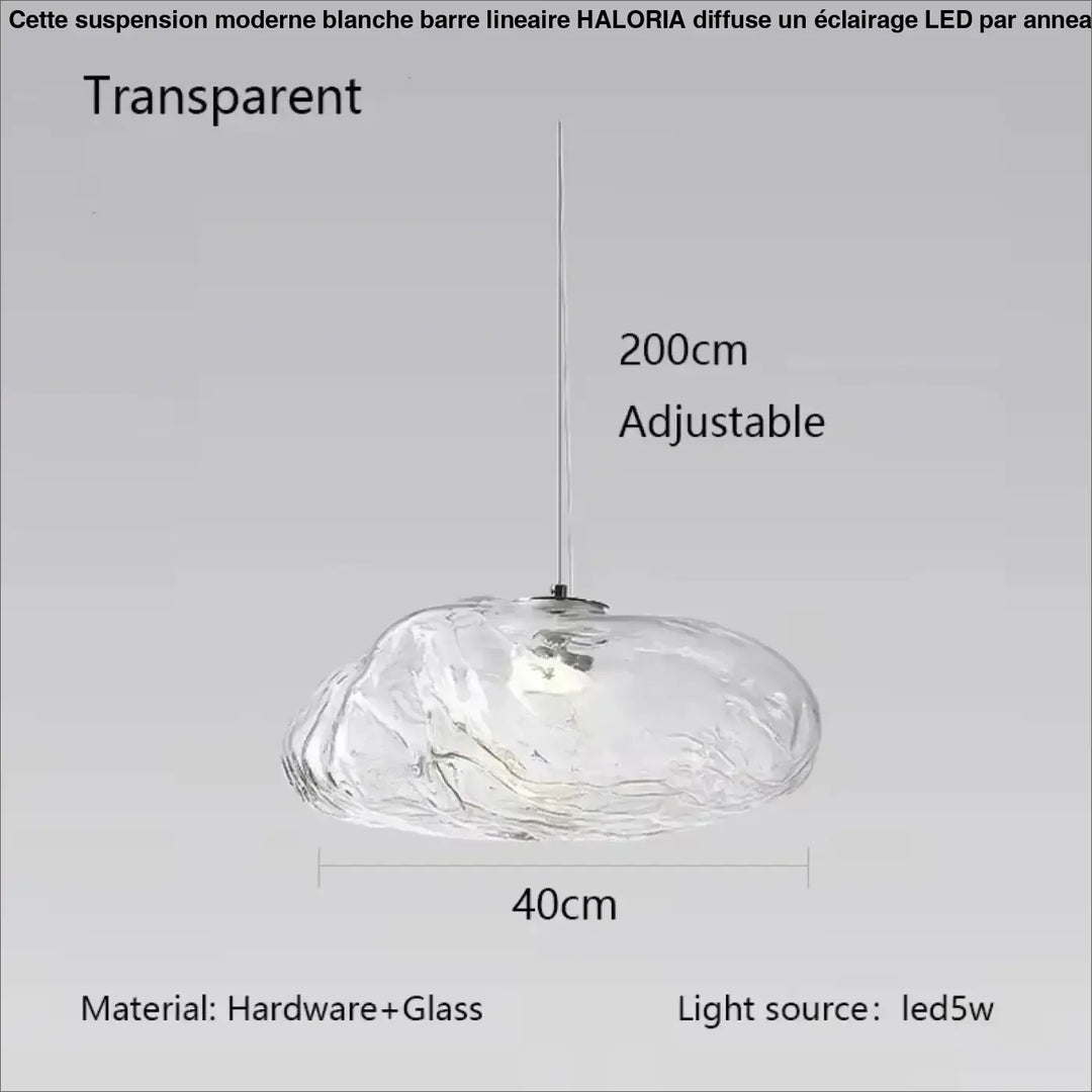Suspension luminaire moderne en verre texturé forme galet