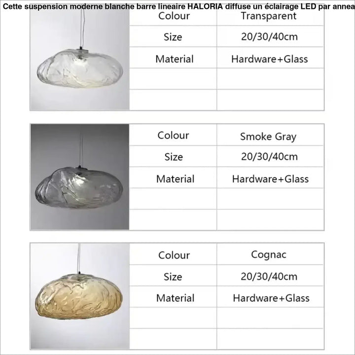 Suspension luminaire moderne en verre texturé forme galet