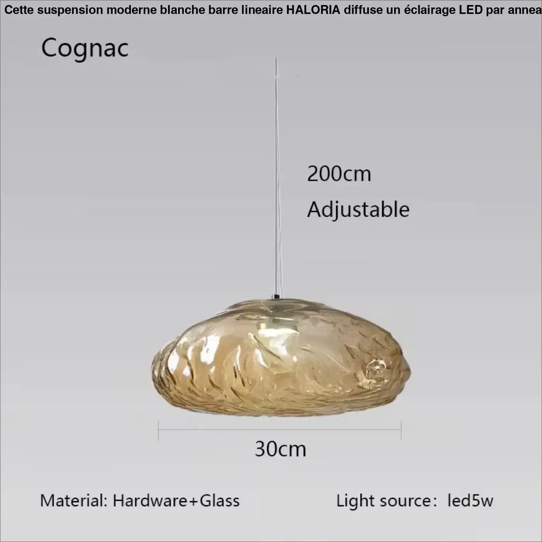 Suspension luminaire moderne en verre texturé forme galet