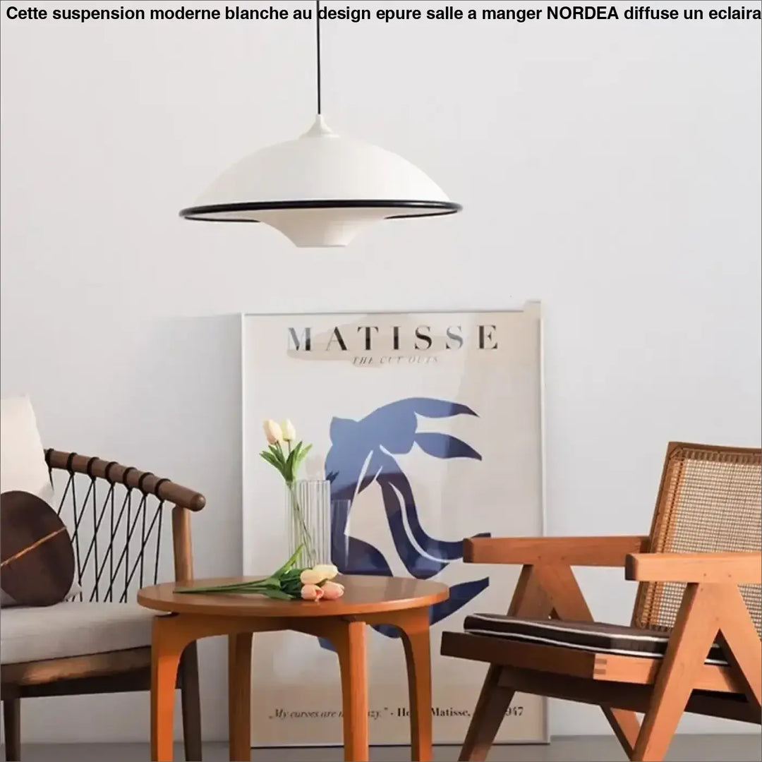 Suspension moderne blanche design épuré salle à manger

