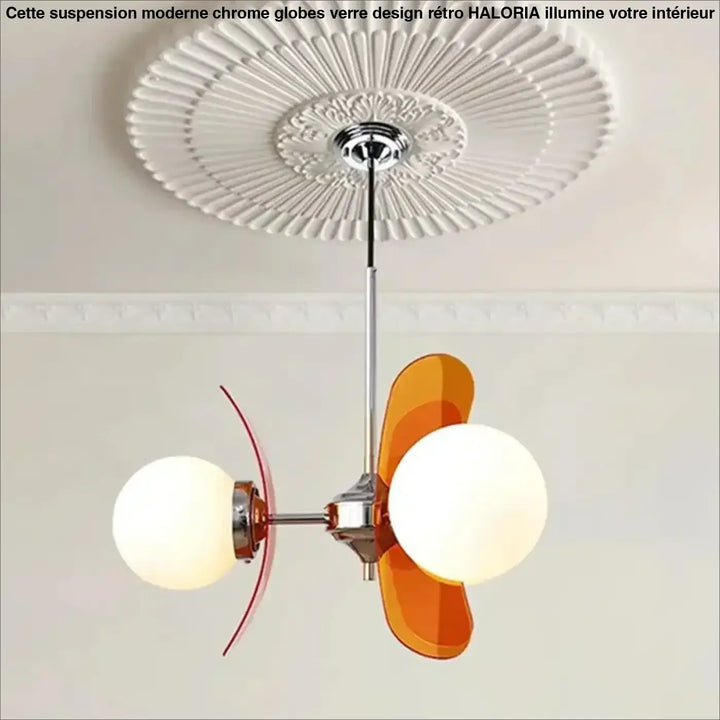 Suspension moderne chrome globes verre design rétro

