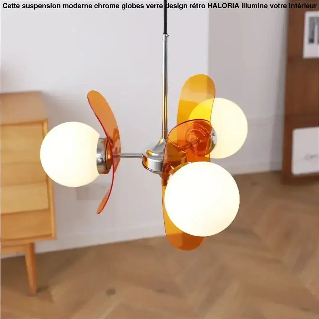Suspension moderne chrome globes verre design rétro