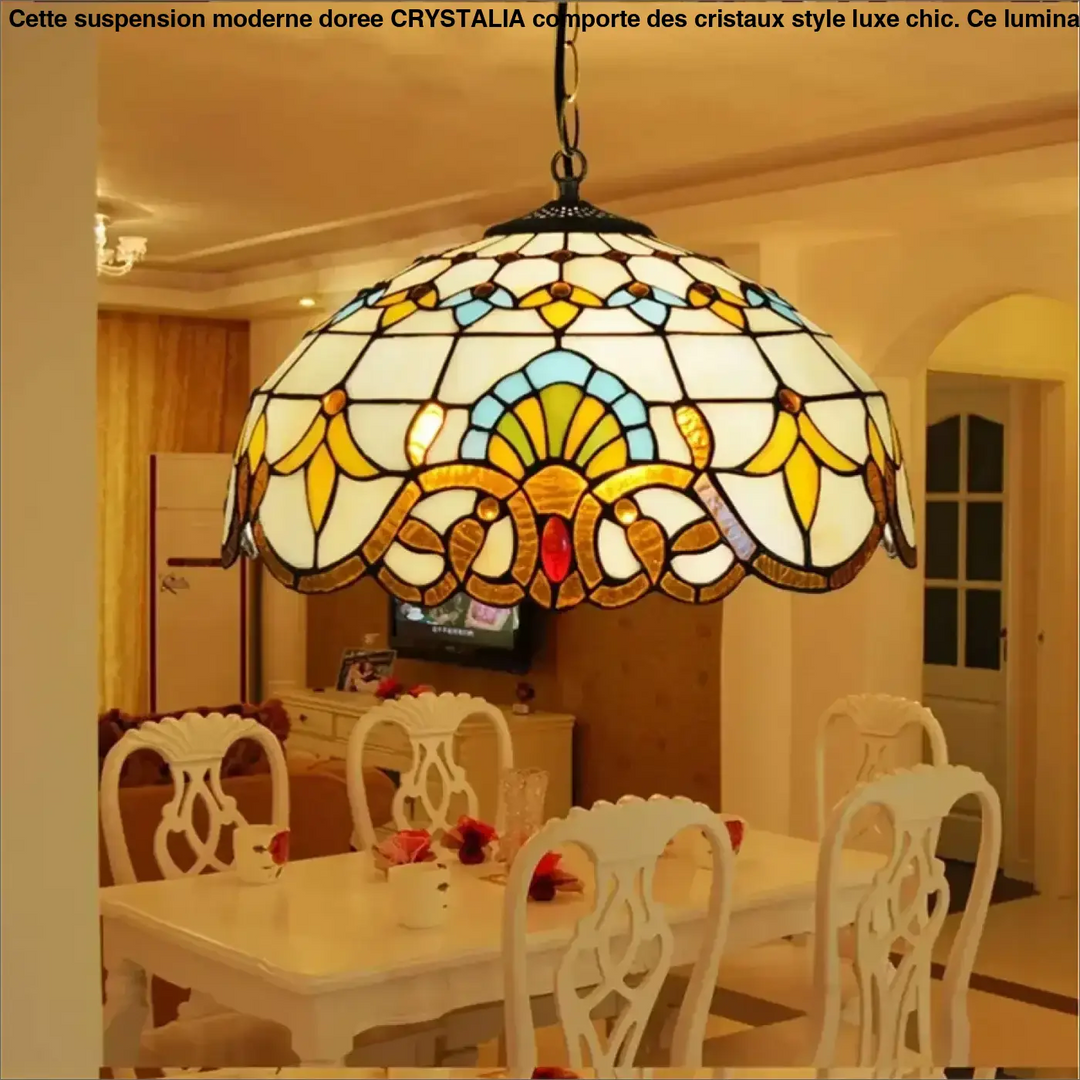 Suspension luminaire vintage en verre coloré style tiffany élégant