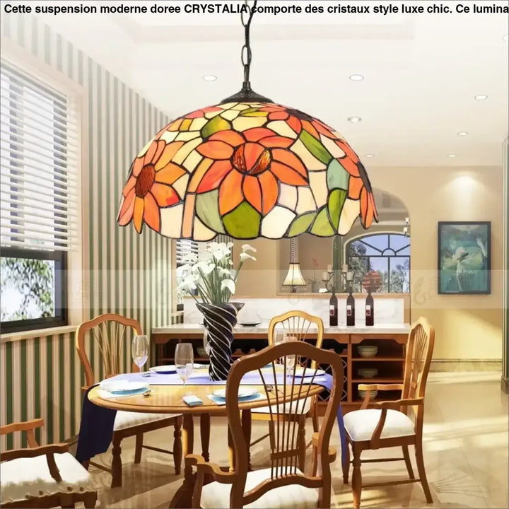 Suspension luminaire vintage en verre coloré style tiffany élégant