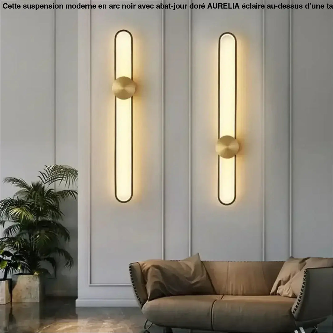 Applique murale led minimaliste avec détail doré au design épuré