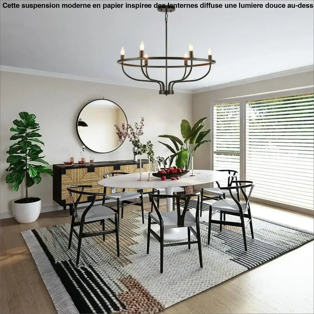 Suspension Design Circulaire Dorée Avec Lumières Flamme

