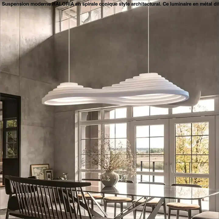 Suspension moderne en spirale conique style architectural

