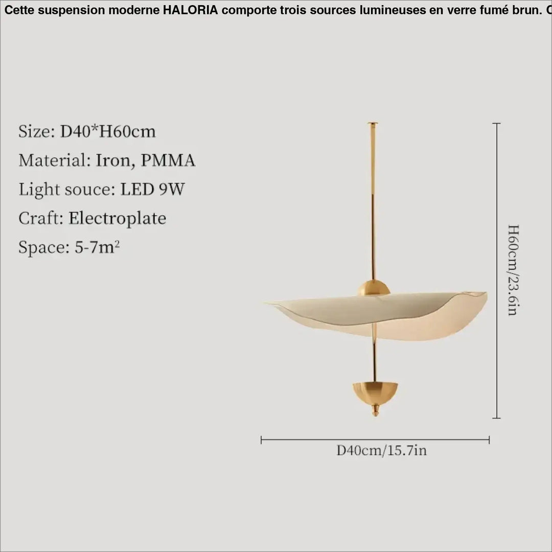Suspension luminaire moderne dorée design aérien élégant