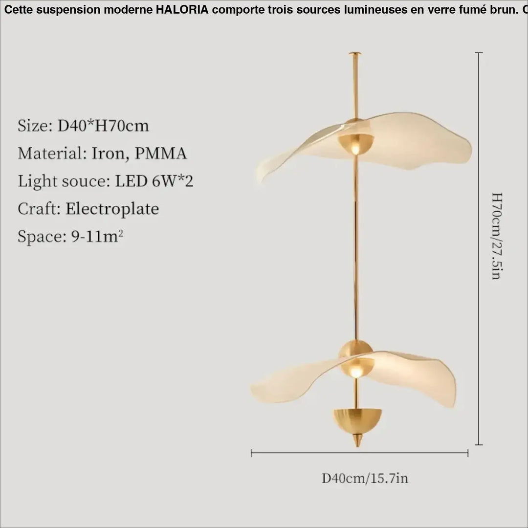 Suspension luminaire moderne dorée design aérien élégant