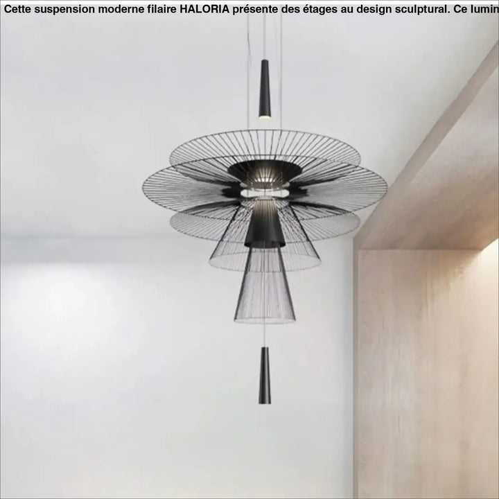 Suspension moderne filaire à étages design sculptural