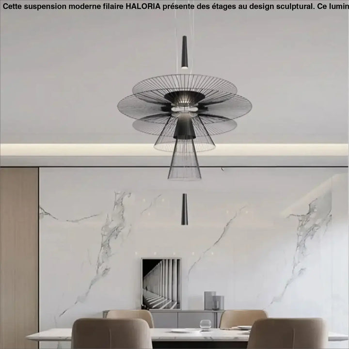 Suspension moderne filaire à étages design sculptural