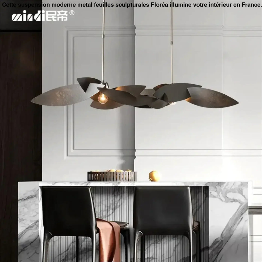 Suspension Moderne Métal Feuilles Sculpturales

