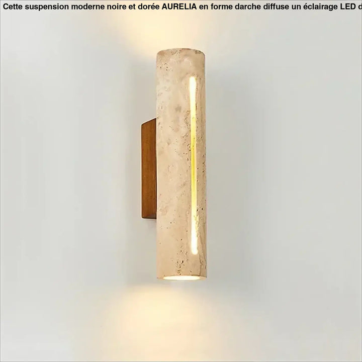 Applique murale design verticale en verre marbré et support doré

